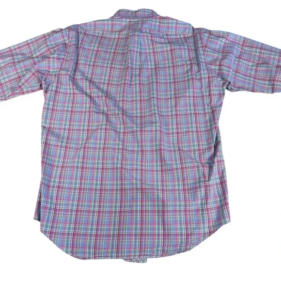 Polo Ralph Lauren Oxford Shirt Mens M Pink Plaid  Cotton Logo - Picture 4 of 7